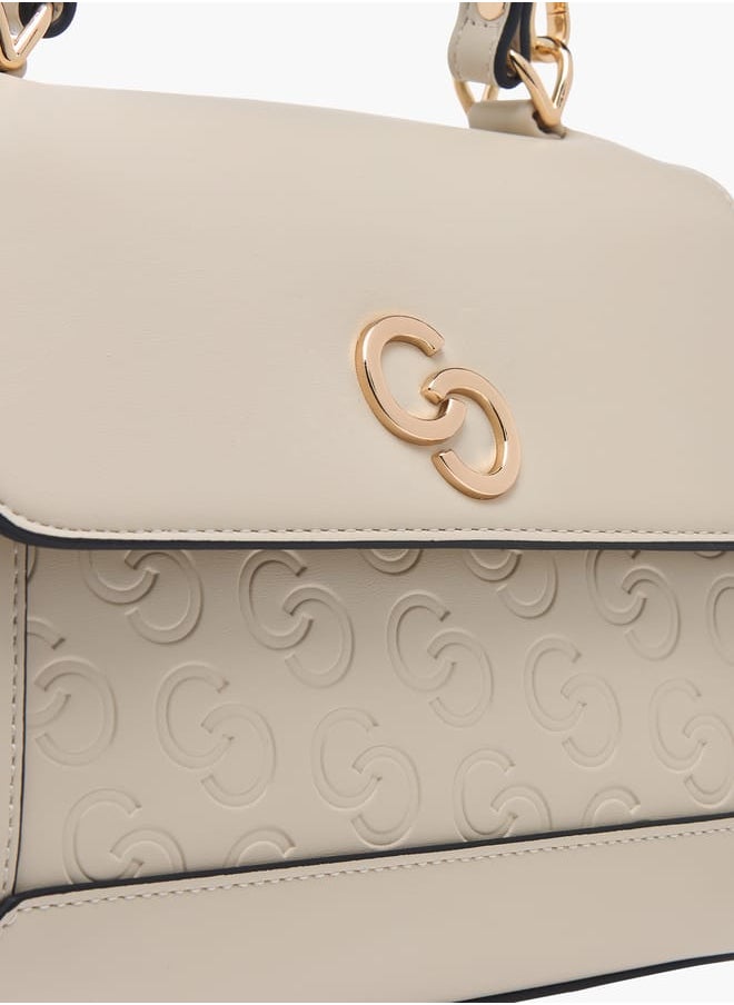 Celeste Women Monogram Embossed Satchel Bag with Top Handle and Detachable Strap  - Image 4