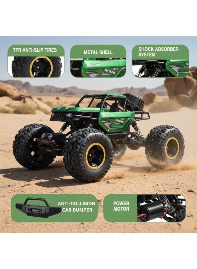 1:18 RC Off-Road Monster Truck – Metal Shell, Big Tires, Shock Absorber, 2.4GHz Control, Rechargeable Battery - Image 2