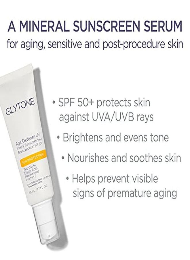 Glytone Age Defense Uv Mineral Sunscreen Serum Broad Spectrum Spf 50+, Prevent Aging Face Sun Care, 1.7 Fl. Oz.  - Image 3
