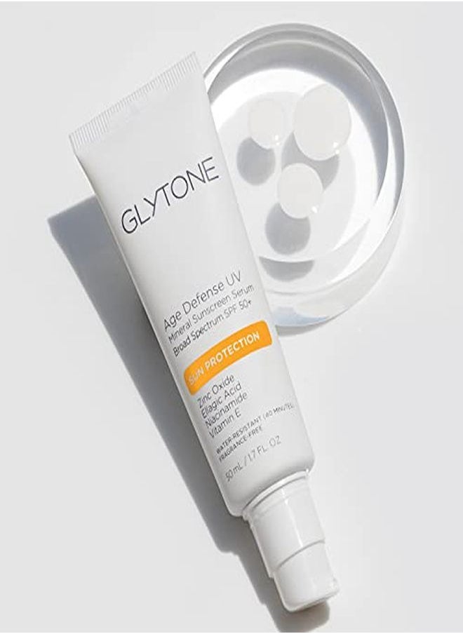 Glytone Age Defense Uv Mineral Sunscreen Serum Broad Spectrum Spf 50+, Prevent Aging Face Sun Care, 1.7 Fl. Oz.  - Image 4