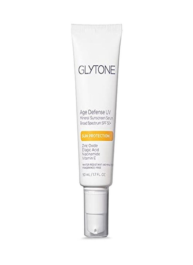 Glytone Age Defense Uv Mineral Sunscreen Serum Broad Spectrum Spf 50+, Prevent Aging Face Sun Care, 1.7 Fl. Oz.  - Image 1