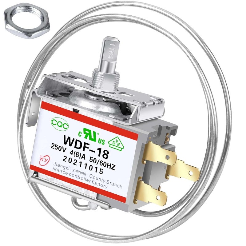 HouseUp Mini Fridge Thermostat, 3 Pin Screw Mount Universal WDF-18 Refrigerator Thermostat 250V Compatible with 110V 4(6) A 50/60Hz Three Quality certifications Fridge Thermostat Controller - Image 1