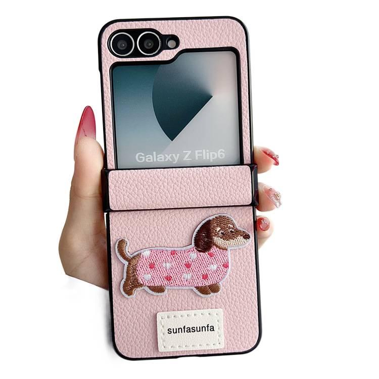 غطاء واقي، حماية من السقوط، نقشة كلب لطيف، مقاوم للصدمات لـ Samsung Galaxy Z Flip 6، أصفر للعائلة أثناء التنقل للتخزين العملي - Image 4
