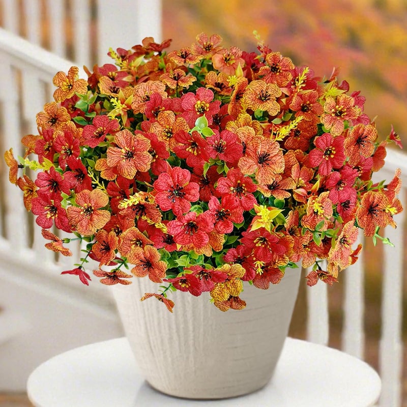 Cherica 12 Pcs Outdoor Fall Decor Fall Flowers Artificial for Decoration Artificial Mums for Outdoors Fake Mums Faux Mums for Outside Half Sphere Plastic Flowers for Outdoors Home Porch - Image 2