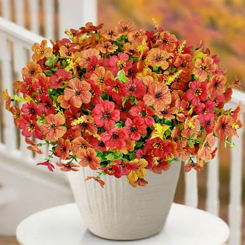 Cherica 12 Pcs Outdoor Fall Decor Fall Flowers Artificial for Decoration Artificial Mums for Outdoors Fake Mums Faux Mums for Outside Half Sphere Plastic Flowers for Outdoors Home Porch - Image 1