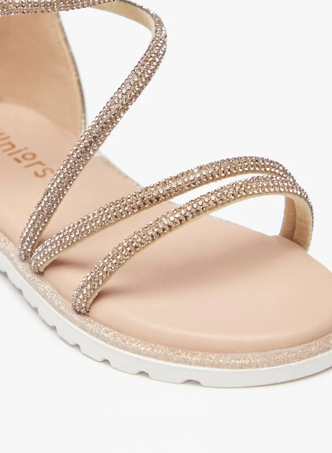 جونيورز Girls Embellished Gladiator Sandals With Zip Closure