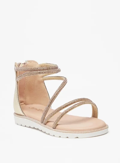 جونيورز Girls Embellished Gladiator Sandals With Zip Closure
