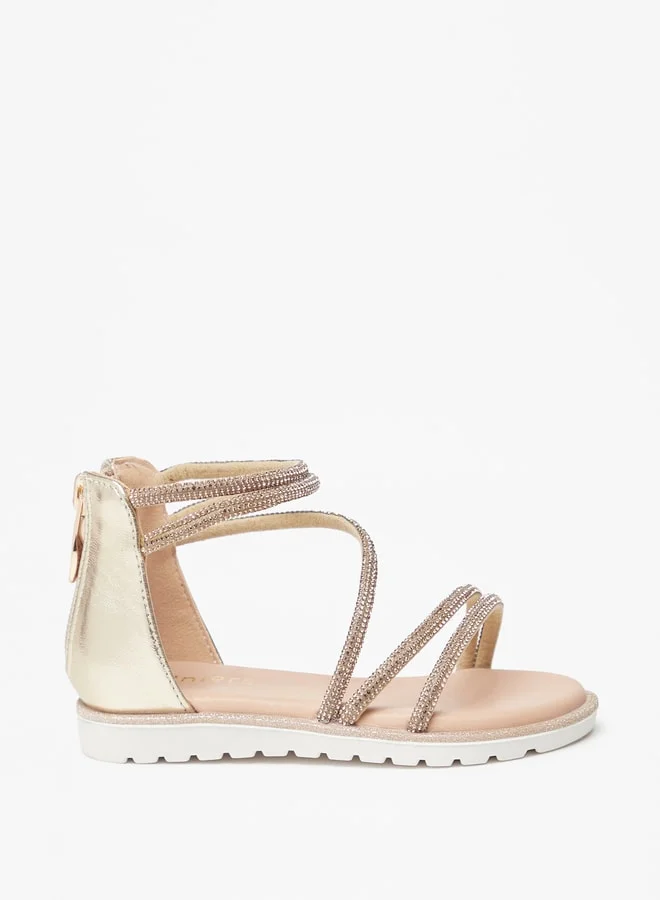 جونيورز Girls Embellished Gladiator Sandals With Zip Closure