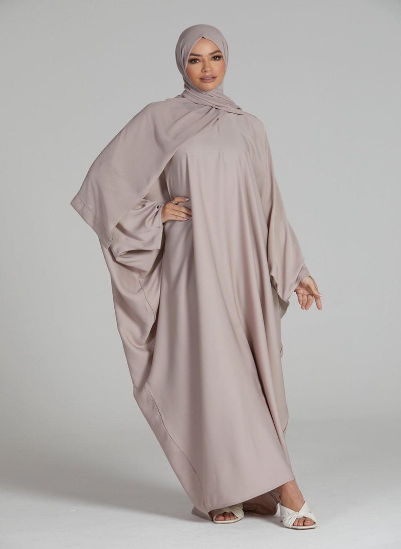 NUKHBAA Elegant plain abaya with belt and Hijab-N238A  - Image 2