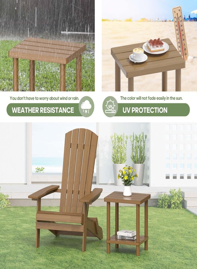 LEJANEOYE Outdoor Side Table, 2-Tier Small Outdoor Table for Patio, Adirondack Side Tables for Outside or Indoor, Bamboo End Table for Pool, Porch, Weather Resistant Easy Maintenance,Brown - Image 5
