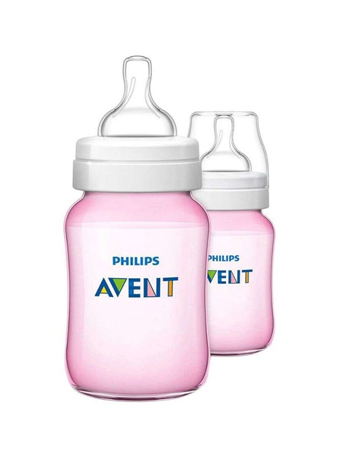 Philips Avent Set of 2 Anti-colic, leak-free design Classic Plus Baby Feeding Bottle, 260 ml, Pink - Image 1