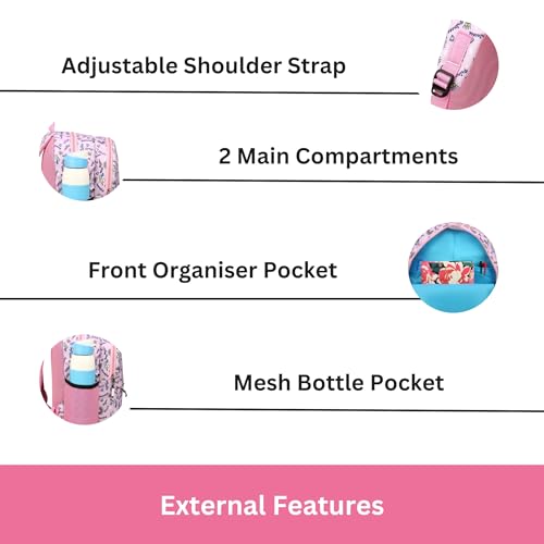 HYDER Kids 20L Zippy Unicorn Backpack Best Stylish Waterproof Lightweight Casual/Picnic/Tuition/School Bag for Children Boys And Girls (Baby Pink) - Image 3