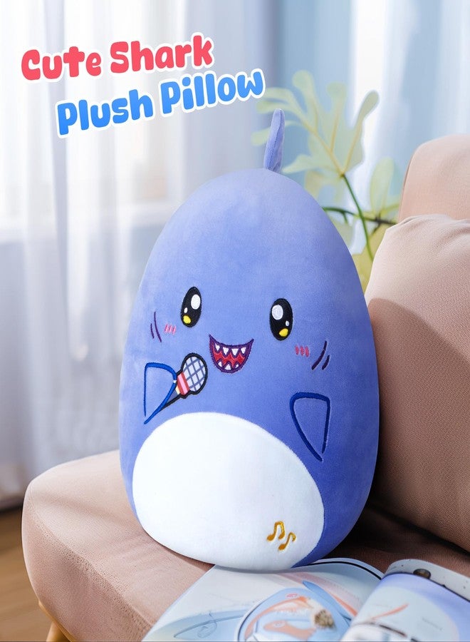 Glow Guards 12'' Shark Plush Pillow Cute Blue Shark Stuffed Animal Holding Microphone Soft Plush Toy Stuffed Animals Birthday Gift for Boys Girls Kids - Image 4