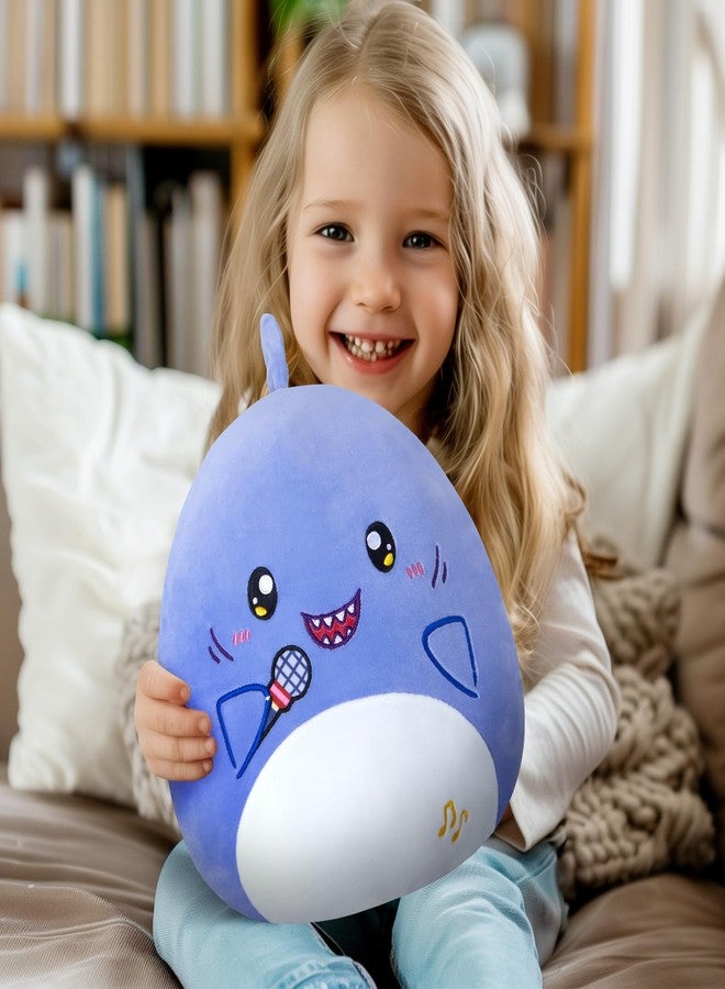 Glow Guards 12'' Shark Plush Pillow Cute Blue Shark Stuffed Animal Holding Microphone Soft Plush Toy Stuffed Animals Birthday Gift for Boys Girls Kids - Image 5