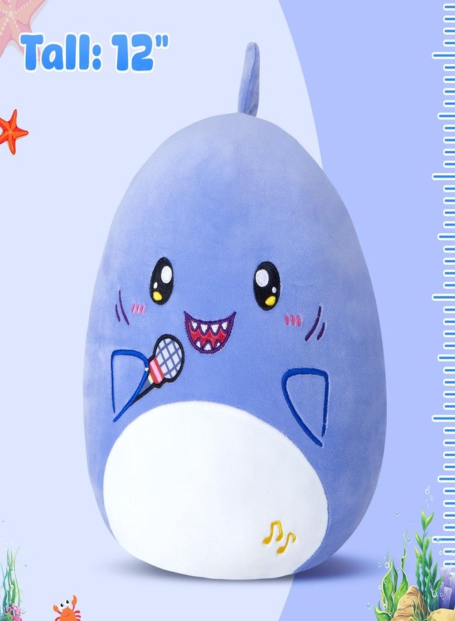 Glow Guards 12'' Shark Plush Pillow Cute Blue Shark Stuffed Animal Holding Microphone Soft Plush Toy Stuffed Animals Birthday Gift for Boys Girls Kids - Image 2