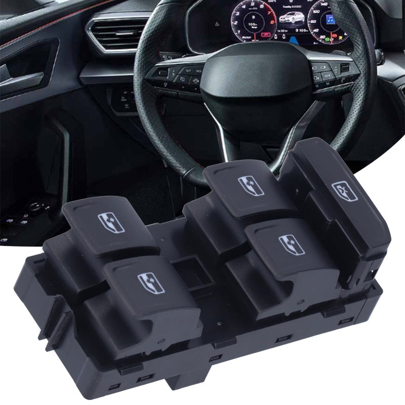 Door Window Master Control Switch 5G0 959 857 D Black Replacement for SEAT Leon 2020 - Image 1