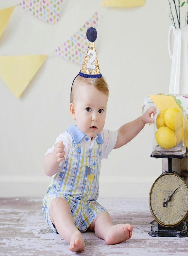 Eoopoon Navy Blue 2nd Birthday Glitter Cone Hat - Sparkling Handmade Cone Hat for Toddler Boys, Ideal for Birthday Parties & Photo Props(Navy Blue Cone2) - Image 5