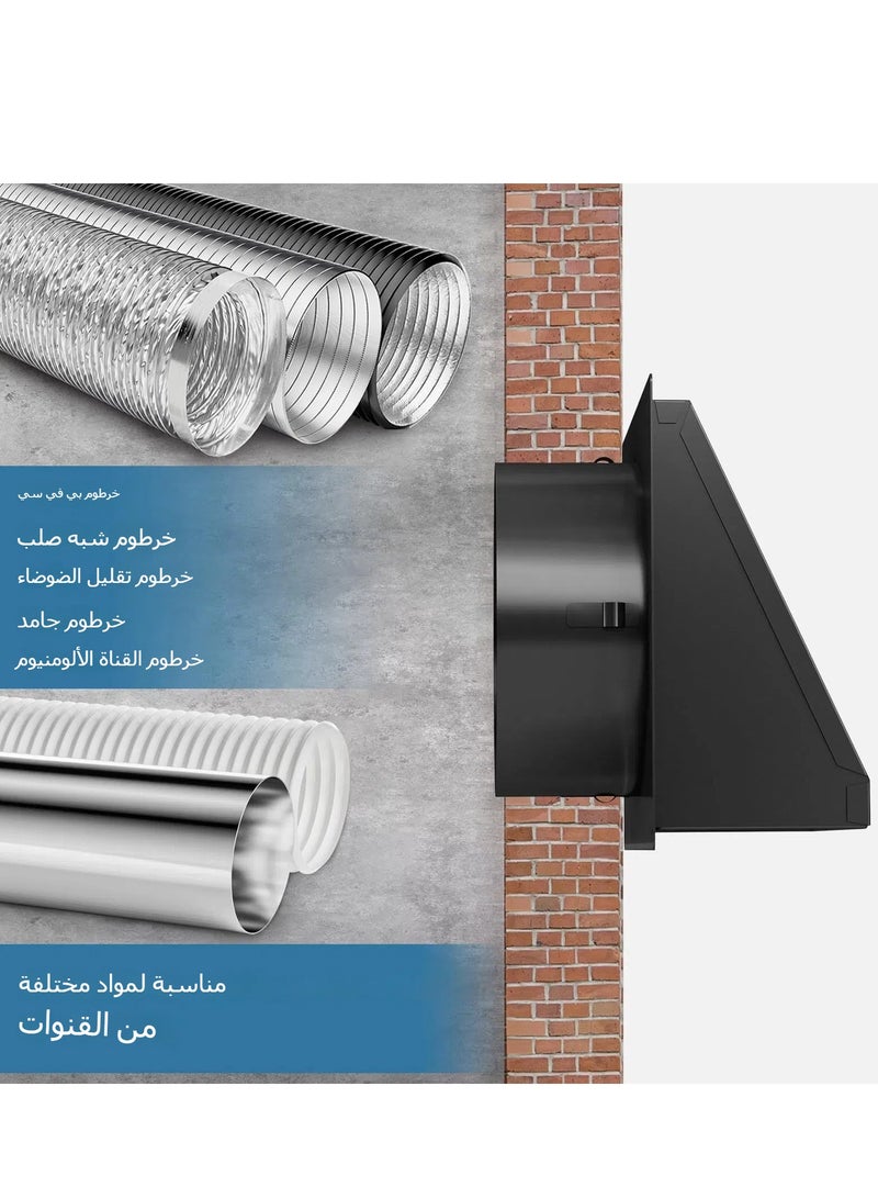 غطاء فتحة مجفف خارجي بشبكة قابلة للإزالة، فتحة مروحة نفاثة مثبتة على الحائط بقطر 4 إنش - Image 3