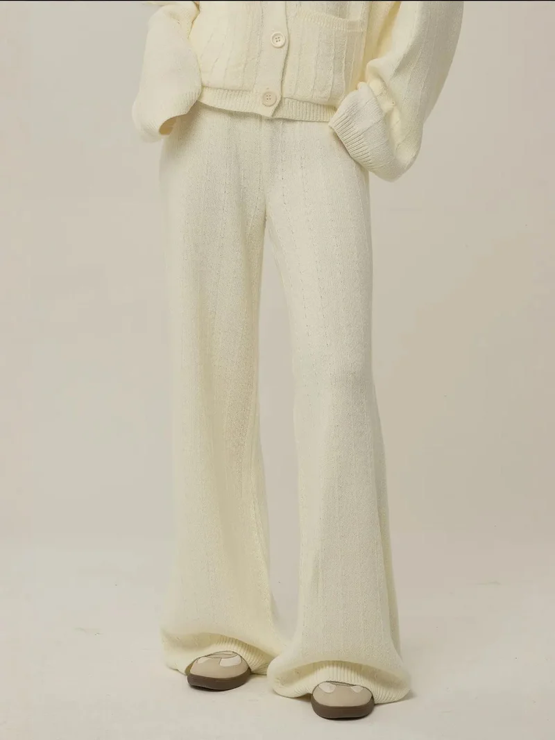 هيكاب بنطلون واسع الساق محبوك بنقوش