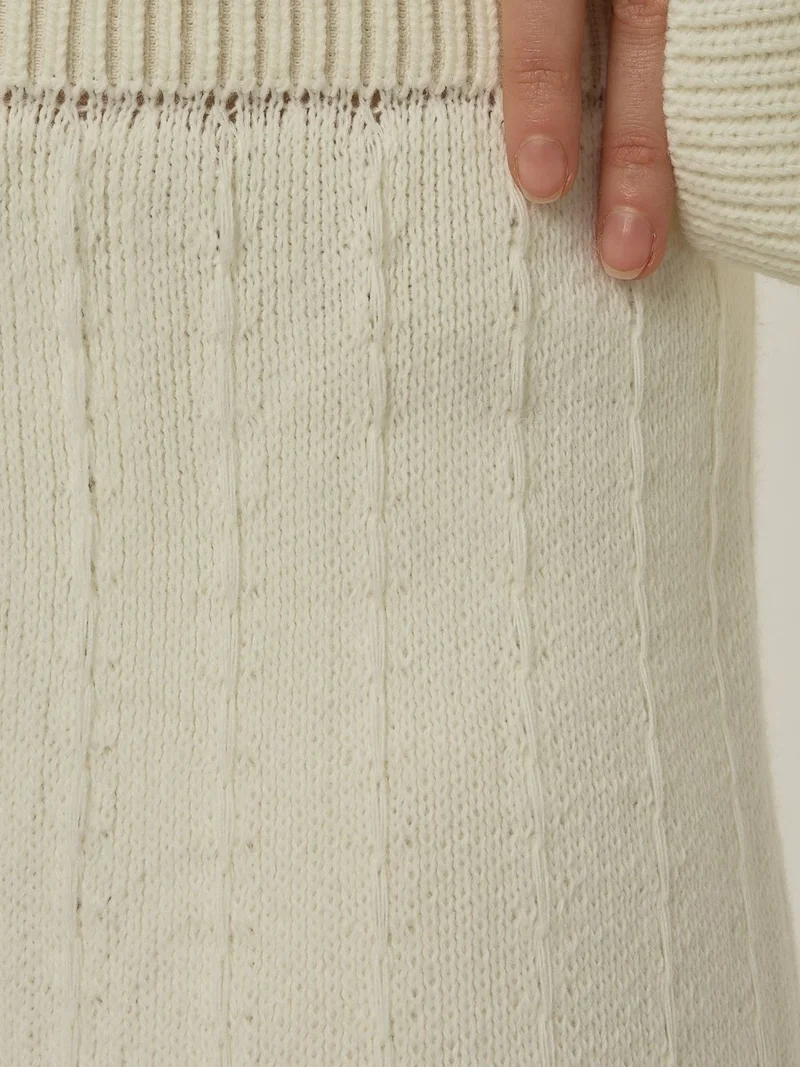 Hiccup Ivory Natural Textured Wide Leg Knit Pants for Women | Best Price UAE