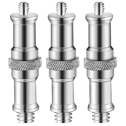 Wellmaking 3 Pieces Standard 1/4 to 3/8 inch Metal Male Convertor Threaded Screw Adapter Spigot Stud for Studio Light Stand, Hotshoe/Coldshoe Adapter, Ball Head, Wireless Flash Receiver, Trigger - Image 1