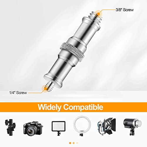 Wellmaking 3 Pieces Standard 1/4 to 3/8 inch Metal Male Convertor Threaded Screw Adapter Spigot Stud for Studio Light Stand, Hotshoe/Coldshoe Adapter, Ball Head, Wireless Flash Receiver, Trigger - Image 2