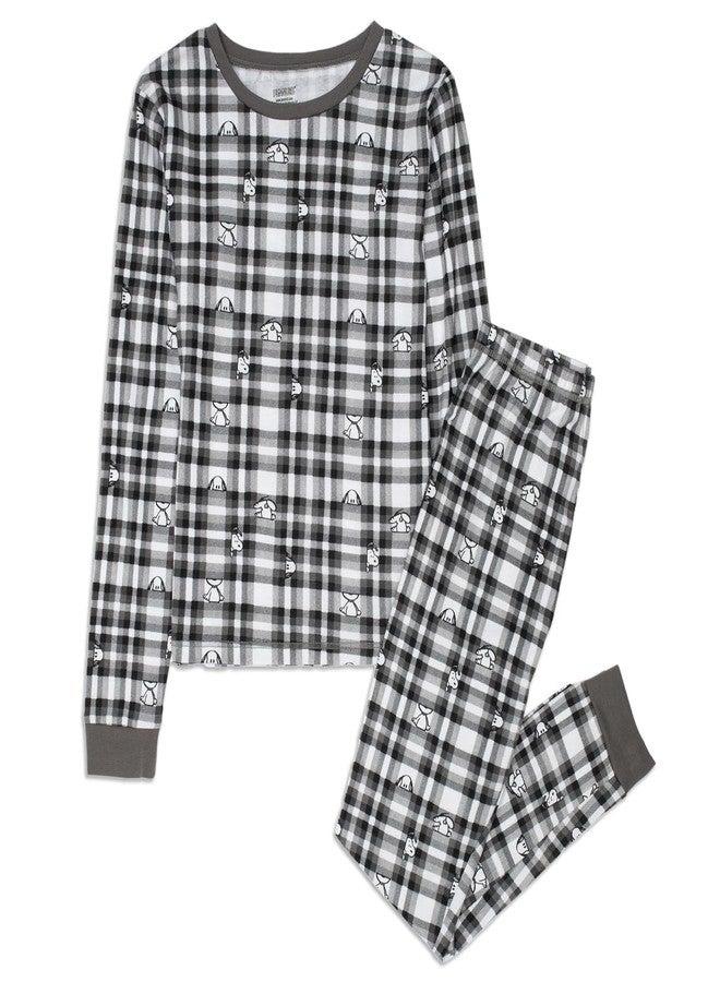 Peanuts Snoopy Family Matching Pajamas Holiday Festive Nightwear Sleepwear 2-Piece Sets for Christmas with Woodstock Charlie Brown Linus for Men Women Kids Baby (Black Plaid, 6M) - Image 1
