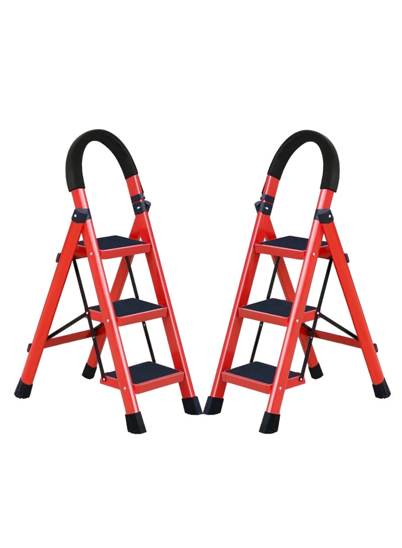 Living SET OF 2 Professional Folding Ladder 3 Step Household Ladder - Image 1