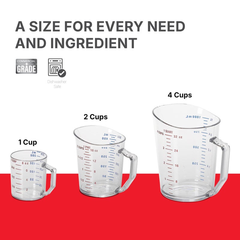 Cambro Measuring Cup - 3 Pack - 1 Cup, 2 Cup, 4 Cup (Clear) - Image 3
