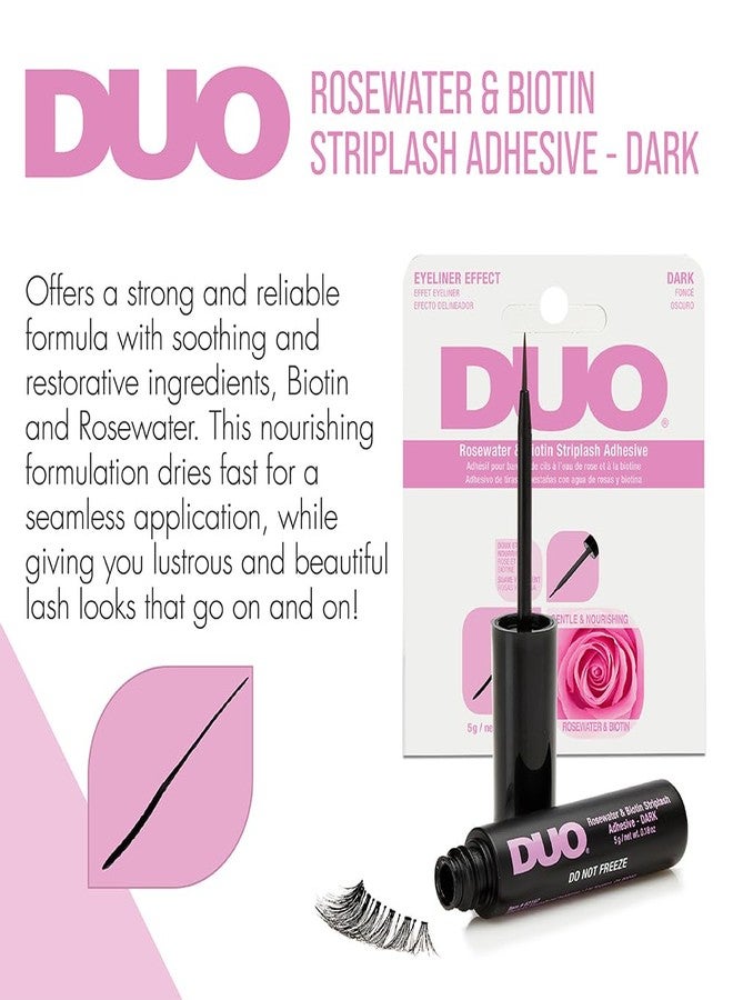 DUO Eyelash Glue - Rosewater & Biotin Strip Lash Adhesive with Eyeliner Effect, Dark Tone, 0.18 oz - Image 3