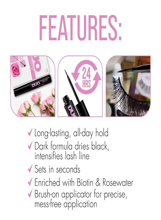DUO Eyelash Glue - Rosewater & Biotin Strip Lash Adhesive with Eyeliner Effect, Dark Tone, 0.18 oz - Image 4