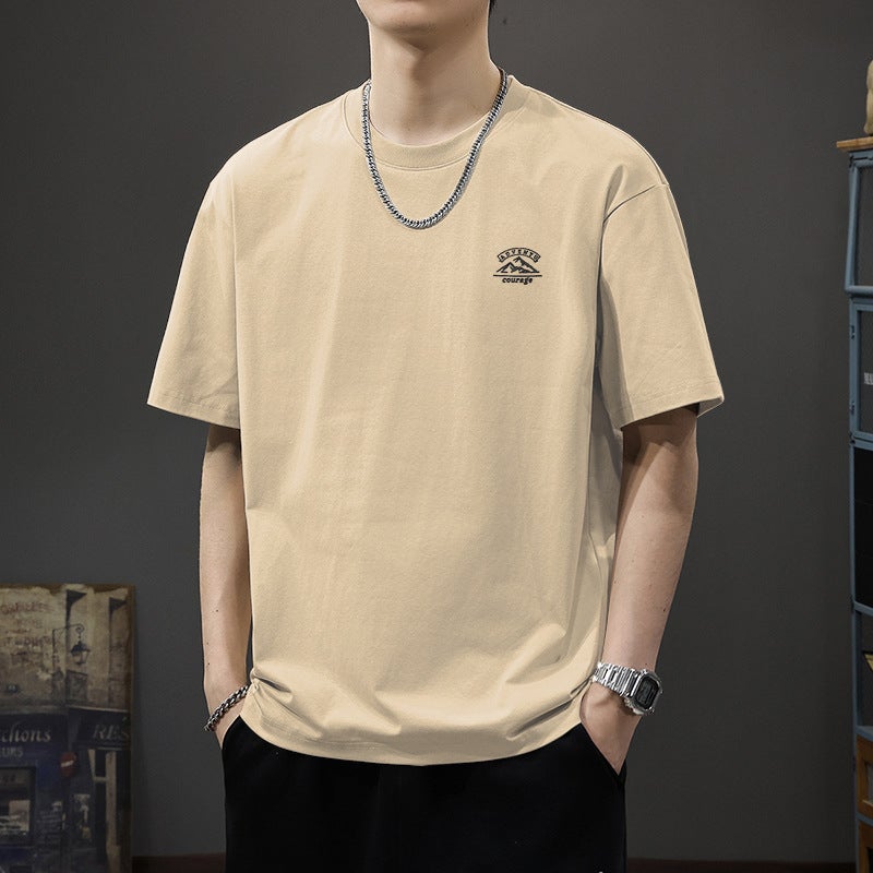 Solid Color Short-Sleeve T-Shirt for Men, Summer White Sports Ins Couple Top, Loose Trendy Brand Fashion T-Shirt Undershirt - Image 1