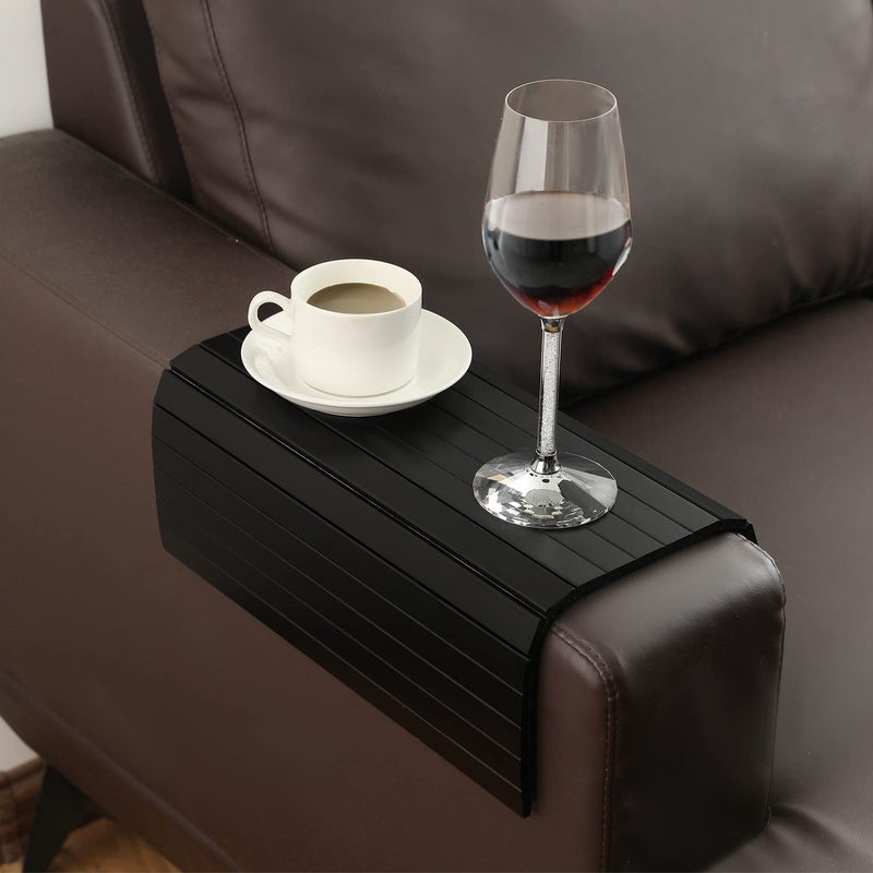 GEHE Sofa Arm Tray Table FlexibleFoldable Sofa Tray Couch arm Table Perfect for Drink Snacks Great arm Tray for Couch armrest 165 L x 1325 W x 04 H Black
