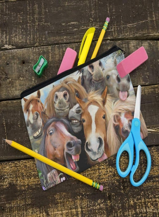 GRAPHICS & MORE Horses Selfie Pencil Pen Organizer Zipper Pouch Case - Image 2