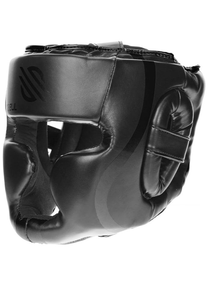 سنابول خوذة ملاكمة أساسية للرجال والنساء – حماية كاملة للوجه، مناسبة للمواي تاي، MMA والملاكمة – أسود، مقاس L/XL - Image 5