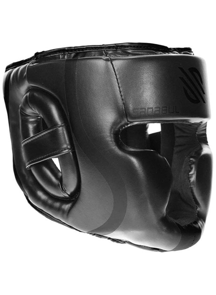 سنابول خوذة ملاكمة أساسية للرجال والنساء – حماية كاملة للوجه، مناسبة للمواي تاي، MMA والملاكمة – أسود، مقاس L/XL - Image 3