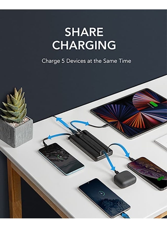 VEGER 20000mAh Power Bank with 4 Built-in Cables Fast Charging and LED Digital Display Compatible with All Devices Black - Image 3