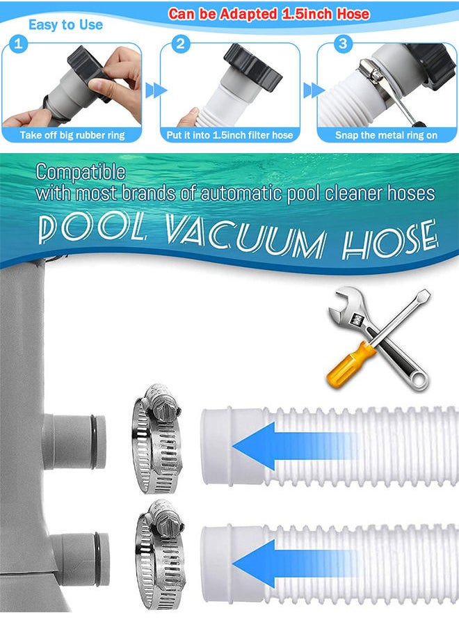 Generic - 2pcs 1.5m Swimming Pool Replacement PE Hoses 32mm Diameter Pool Filter Pump Replacement Hoses with Clamps Compatible with INTEX Pump 330 GPH, 530 GPH and 1000 GPH - Image 1
