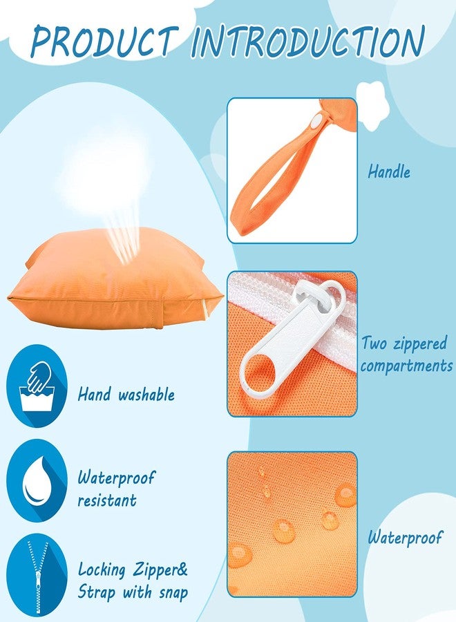 Shappy 4 Pcs Wet Dry Bag for Baby Cloth Diapers Waterproof Wet Bag Washable Travel Reusable with 2 Pocket for Travel Beach Pool(Blue, Purple, Pink, Orange) - Image 3