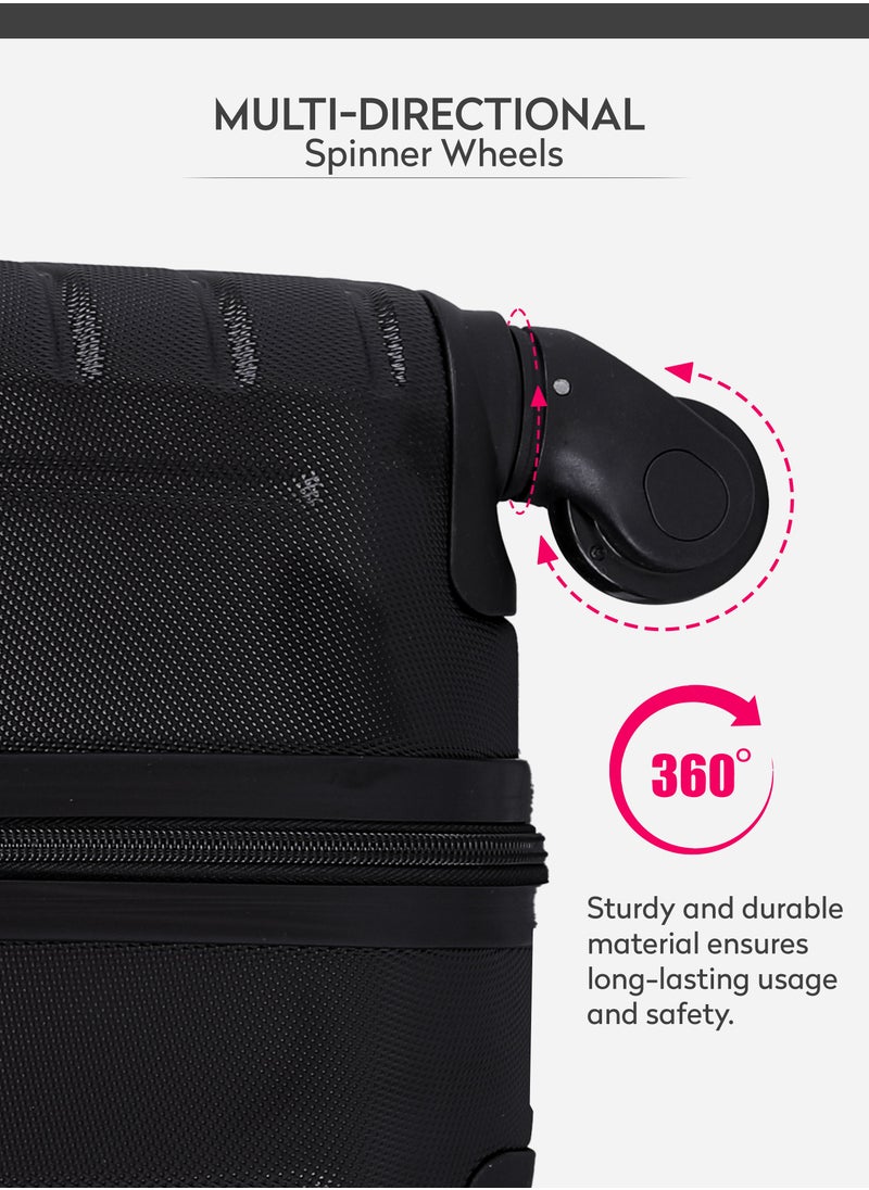PARAJOHN Spiral 28-Inch (Large) ABS Hard Case Checked-In Luggage Trolley Bag with 4 Spinner Wheels and Lock - Black  - Image 3