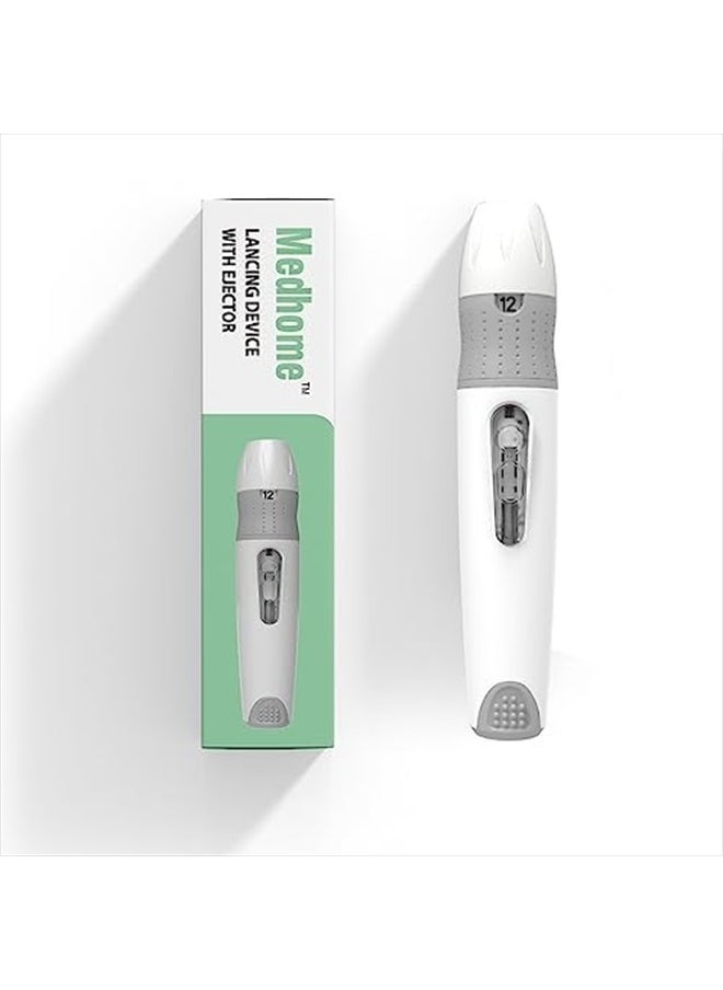 Medhome Lancing Device, with 12 Adjustable Depth Settings, Lancing Device for Diabetes Testing with Push Button Ejector,Minimizing Pain and Discomfort in Blood Glucose Testing - Lancet Device  - Image 5