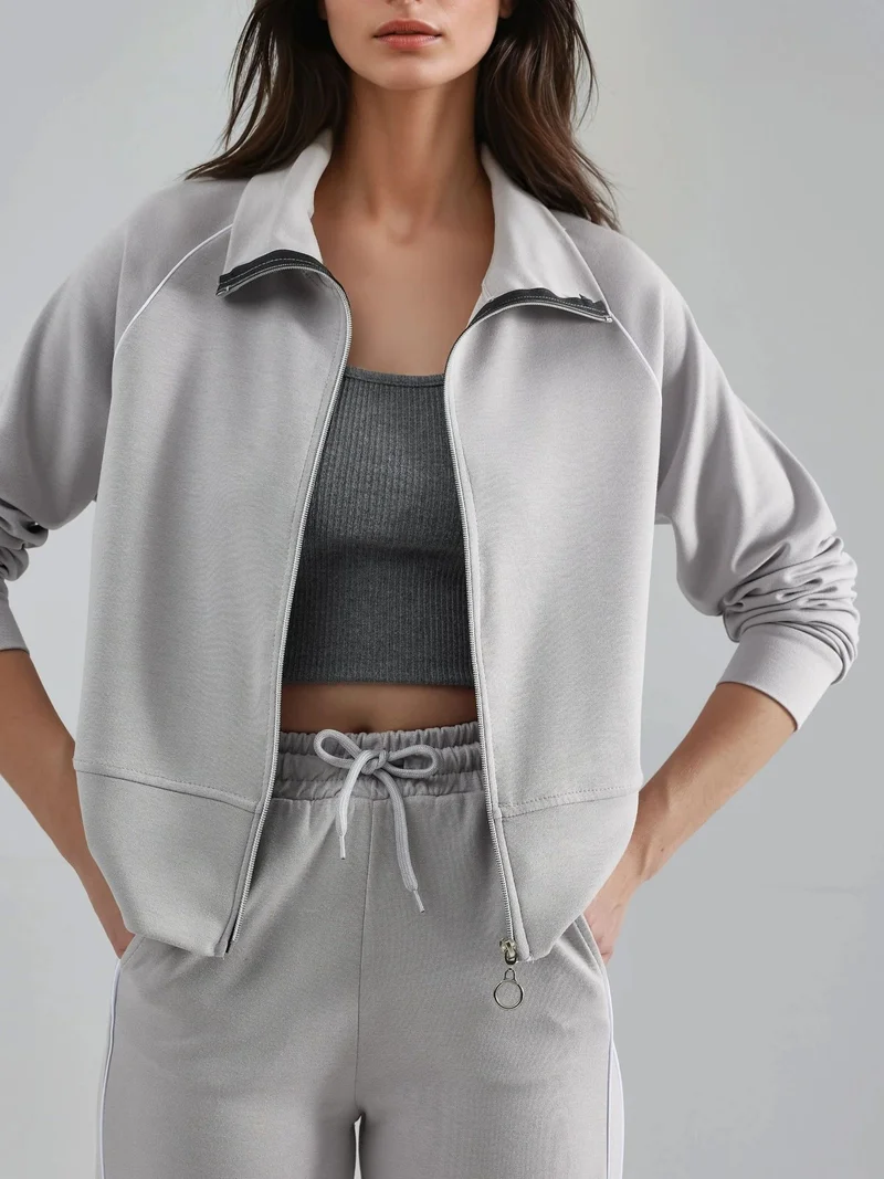 HICCUP Modal Touch Zippered Sweatshirt & Pants Two-Piece Set Bersan Collection