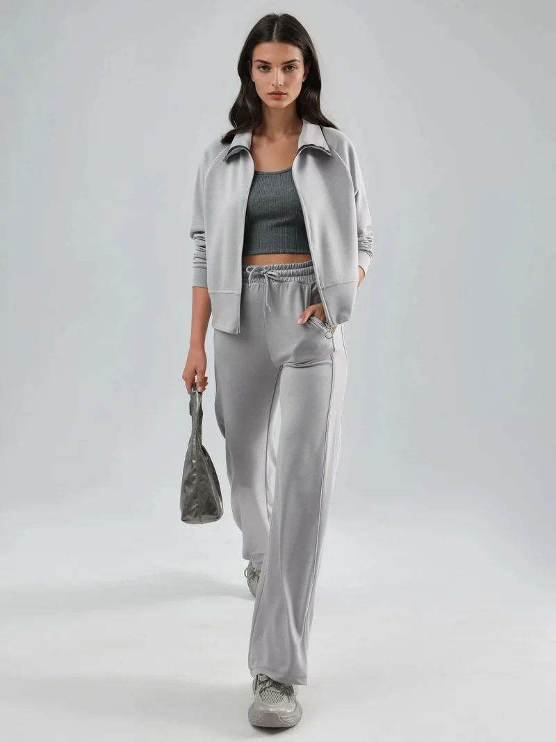 HICCUP Modal Touch Zippered Sweatshirt & Pants Two-Piece Set Bersan Collection