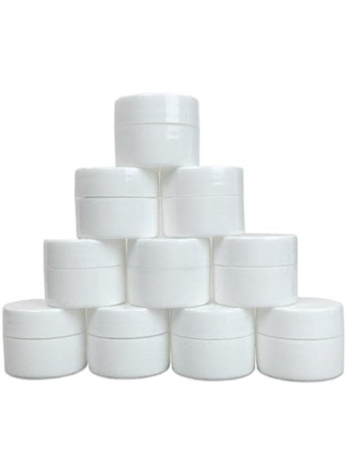 Beauticom Beauticom 12 Pieces 7G/7ML (0.25oz) WHITE Sturdy Thick Double Wall Plastic Container Jar with Foam Lined Lid for Pills, Medication, Ointments and Other Beauty and Health Aids - BPA Free 
