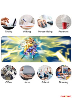CARONIC Large Gaming Mouse Pad with Superior Micro Weave Cloth Extended Desk Mousepad with Stitched Edges Non-Slip Base Water Resist Keyboard Pad For Gamer And Office Home DBZ 102  - Image 2
