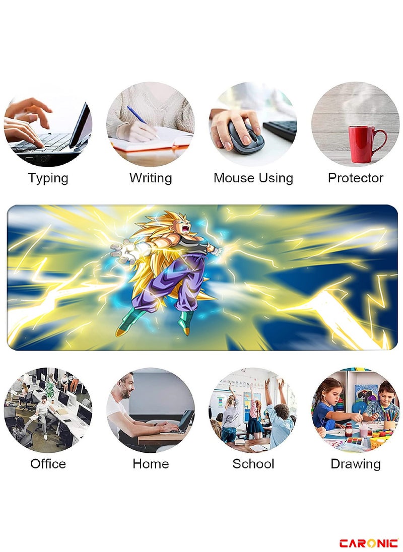 CARONIC Large Gaming Mouse Pad with Superior Micro Weave Cloth Extended Desk Mousepad with Stitched Edges Non-Slip Base Water Resist Keyboard Pad For Gamer And Office Home DBZ 102  - Image 2