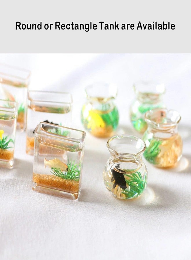 RillyRellow Dollhouse Fish Tank, Miniature Round and Square Goldfish Tank, Mini Miniature Goldfish Aquarium, for Dollhouse Miniature, Fairy Garden, Diorama Decoration (Round Tank) - Image 5