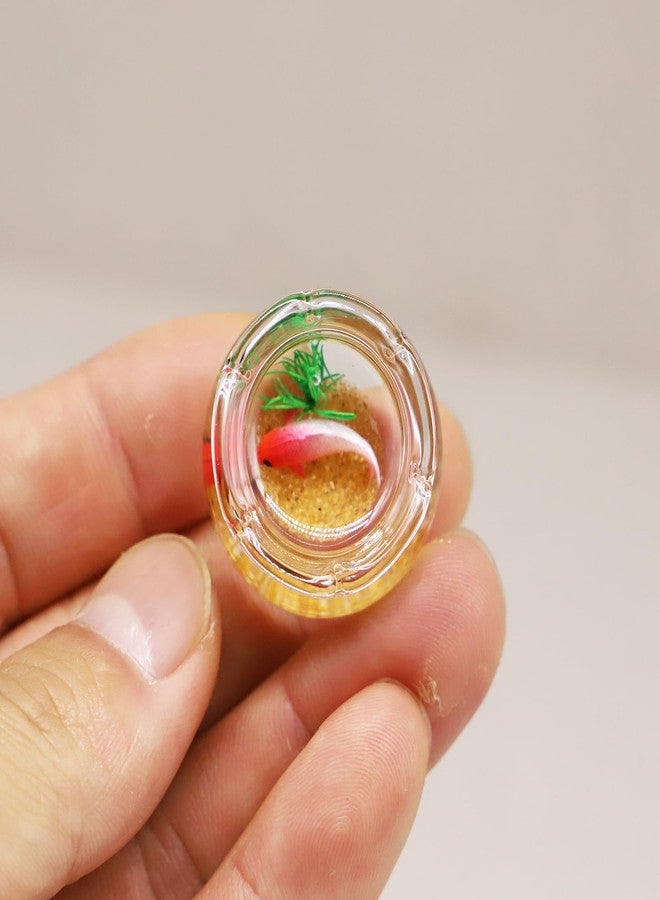 RillyRellow Dollhouse Fish Tank, Miniature Round and Square Goldfish Tank, Mini Miniature Goldfish Aquarium, for Dollhouse Miniature, Fairy Garden, Diorama Decoration (Round Tank) - Image 2