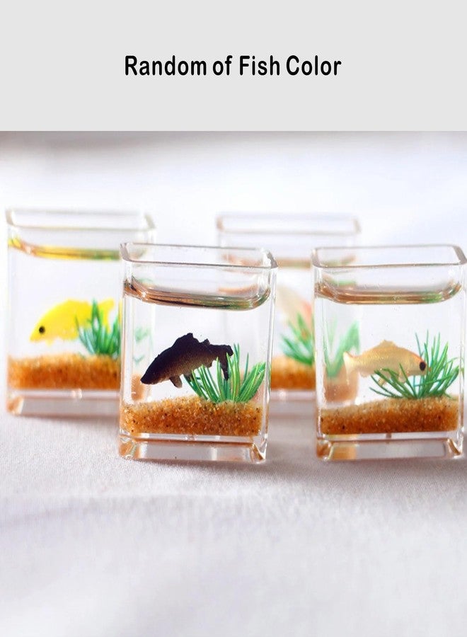 RillyRellow Dollhouse Fish Tank, Miniature Round and Square Goldfish Tank, Mini Miniature Goldfish Aquarium, for Dollhouse Miniature, Fairy Garden, Diorama Decoration (Round Tank) - Image 4