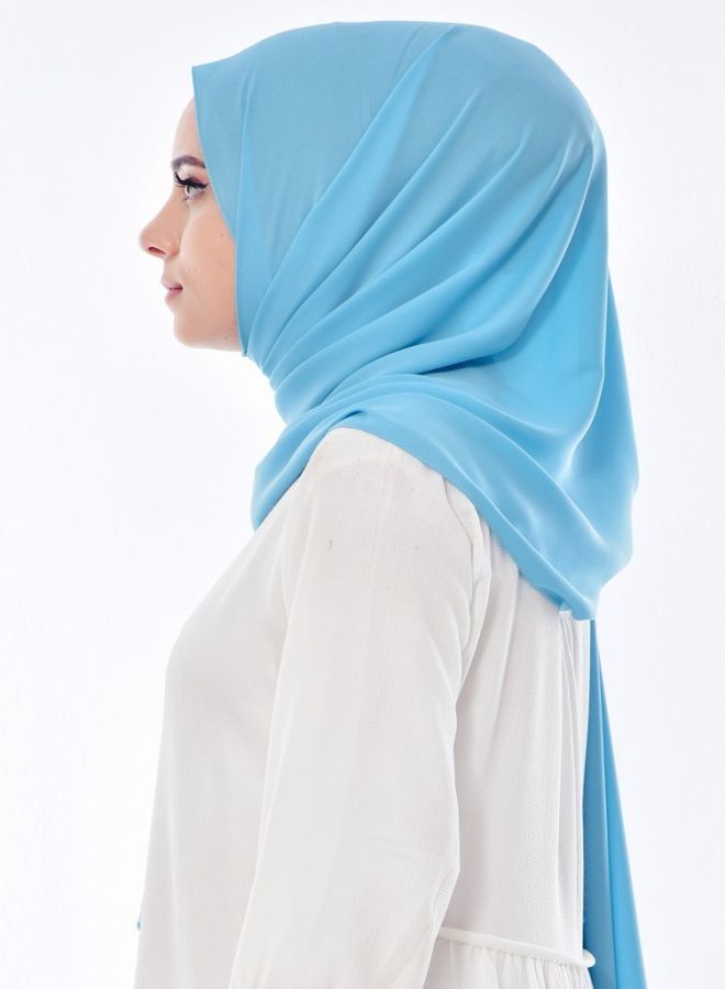 Fatah Long Chiffon Crepe Scarf - Baby Blue Color  - Image 1